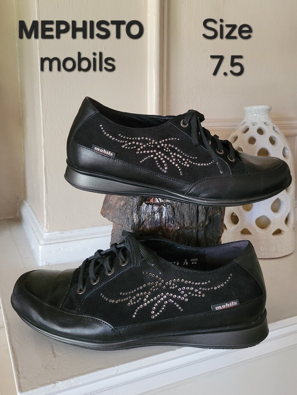 Mephisto Mobils Ergonomic Patrizia Black Suede Sneaker 7.5